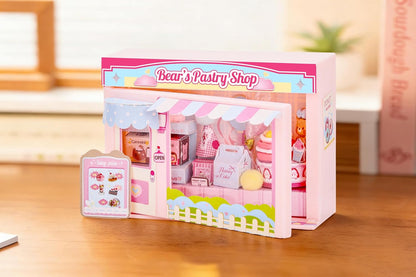 I-TOTAL ® Micro Shop - Creatieve set om zelf te maken, 3D-miniatuur om te bouwen (33 stuks), Nookbook Micro Shop Pastel, verzamelstuk, 11 x 4 x 8 cm, +6 jaar (BEARS PASTRY SHOP