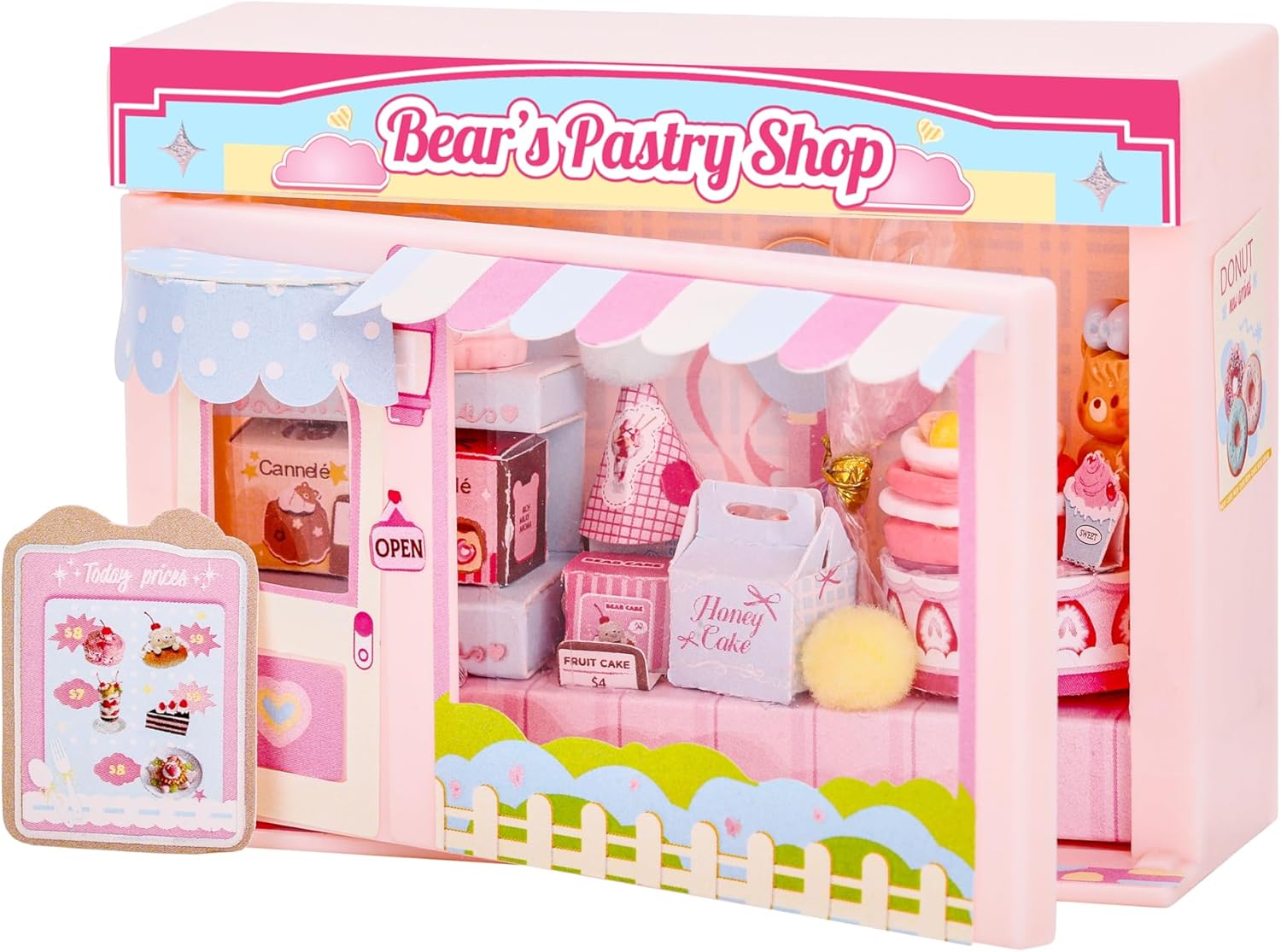 I-TOTAL ® Micro Shop - Creatieve set om zelf te maken, 3D-miniatuur om te bouwen (33 stuks), Nookbook Micro Shop Pastel, verzamelstuk, 11 x 4 x 8 cm, +6 jaar (BEARS PASTRY SHOP