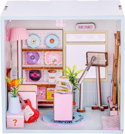 I-TOTAL ® - Mini House DIY 3D-bouwpakket, miniatuur huis om te bouwen (71 stuks), creatief Nook Book, Dreamrooms pastel, decoratie voor bureau en boekenkast, cadeau-idee (Cozy Time