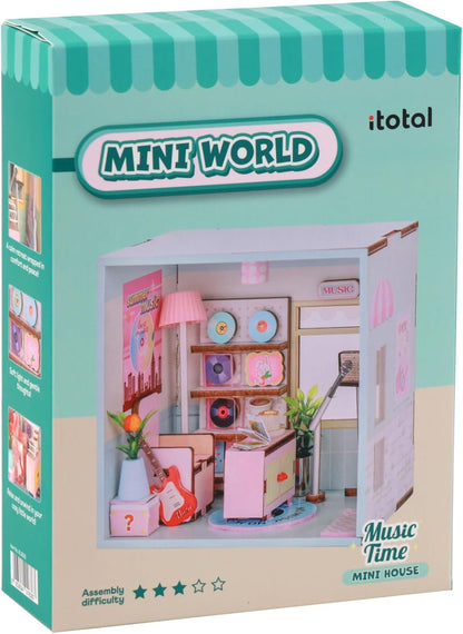 I-TOTAL ® - Mini House DIY 3D-bouwpakket, miniatuur huis om te bouwen (71 stuks), creatief Nook Book, Dreamrooms pastel, decoratie voor bureau en boekenkast, cadeau-idee (Cozy Time
