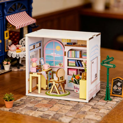 I-TOTAL ® - Mini House DIY 3D-bouwpakket, miniatuur huis om te bouwen (97 stuks), creatief Nook Book, Dreamrooms pastel, decoratie voor bureau en boekenkast, cadeau-idee (RELAXING TIME