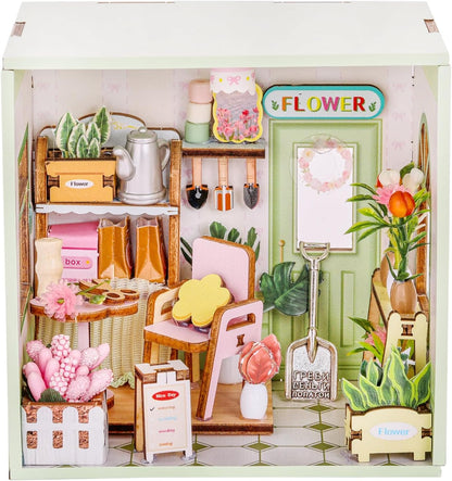 I-TOTAL ® - Mini House DIY 3D-bouwpakket, miniatuur huis om te bouwen (85 stuks), creatief Nook Book, Dreamrooms pastel, decoratie voor bureau en boekenkast, cadeau-idee (BLOOMING TIME