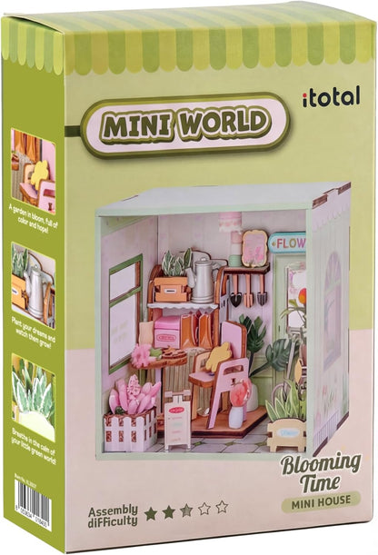 I-TOTAL ® - Mini House DIY 3D-bouwpakket, miniatuur huis om te bouwen (85 stuks), creatief Nook Book, Dreamrooms pastel, decoratie voor bureau en boekenkast, cadeau-idee (BLOOMING TIME