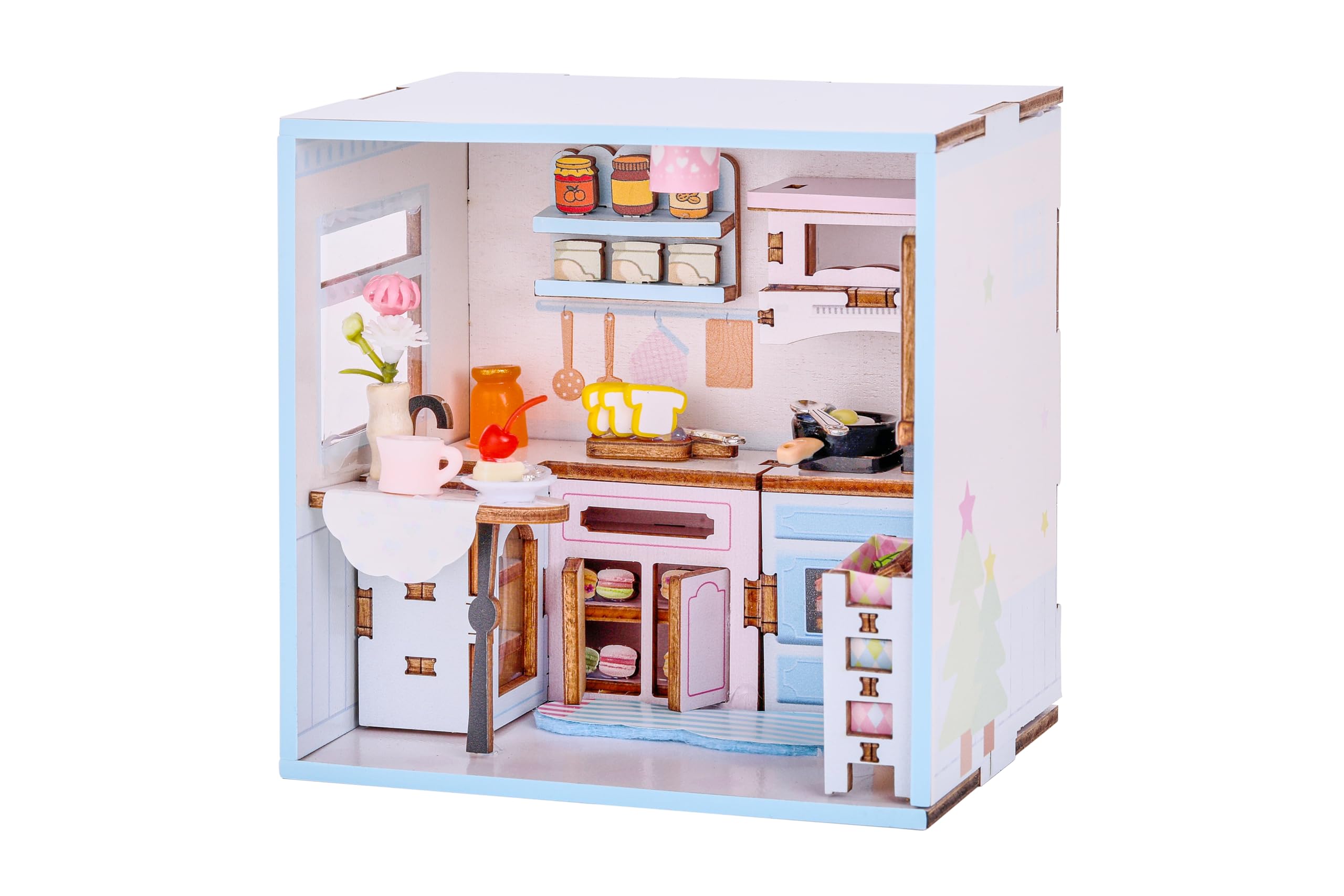 I-TOTAL ® - Mini House DIY 3D-bouwpakket, miniatuur huis om te bouwen (90 stuks), creatief Nook Book, Dreamrooms pastel, decoratie voor bureau en boekenkast, cadeau-idee (Delicious Time