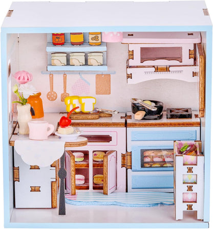 I-TOTAL ® - Mini House DIY 3D-bouwpakket, miniatuur huis om te bouwen (90 stuks), creatief Nook Book, Dreamrooms pastel, decoratie voor bureau en boekenkast, cadeau-idee (Delicious Time