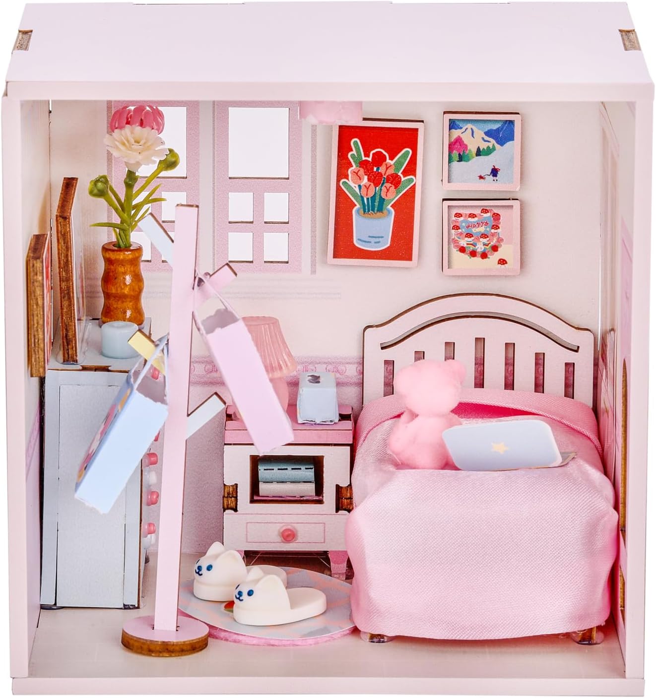 I-TOTAL ® - Mini House DIY 3D-bouwpakket, miniatuur huis om te bouwen (62 stuks), creatief Nook Book, Dream Room Pastel, decoratie voor bureau en boekenkast, cadeau-idee (Dreaming Time
