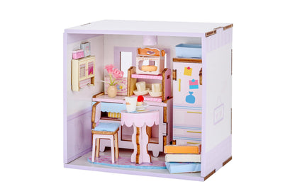 I-TOTAL ® - Mini House DIY 3D-bouwpakket, miniatuur huis om te bouwen (48 stuks), creatief Nook Book, Dreamrooms pastel, decoratie voor bureau en boekenkast, cadeau-idee (BAKING TIME