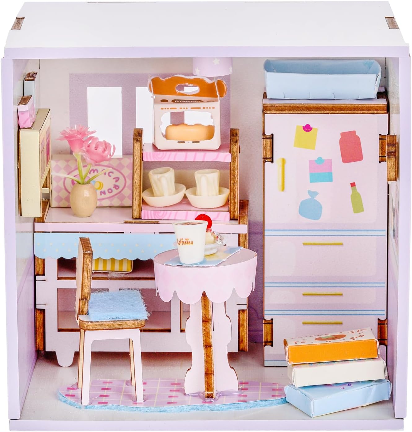 I-TOTAL ® - Mini House DIY 3D-bouwpakket, miniatuur huis om te bouwen (48 stuks), creatief Nook Book, Dreamrooms pastel, decoratie voor bureau en boekenkast, cadeau-idee (BAKING TIME