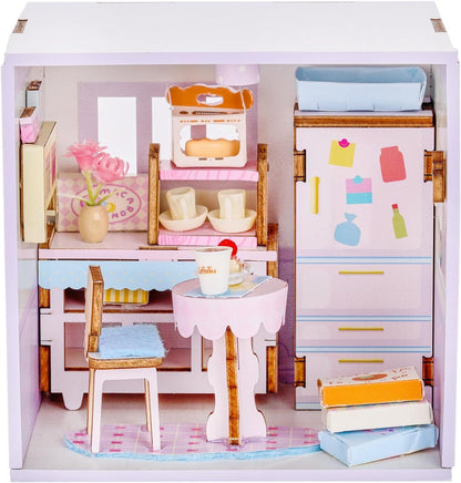 I-TOTAL ® - Mini House DIY 3D-bouwpakket, miniatuur huis om te bouwen (48 stuks), creatief Nook Book, Dreamrooms pastel, decoratie voor bureau en boekenkast, cadeau-idee (BAKING TIME