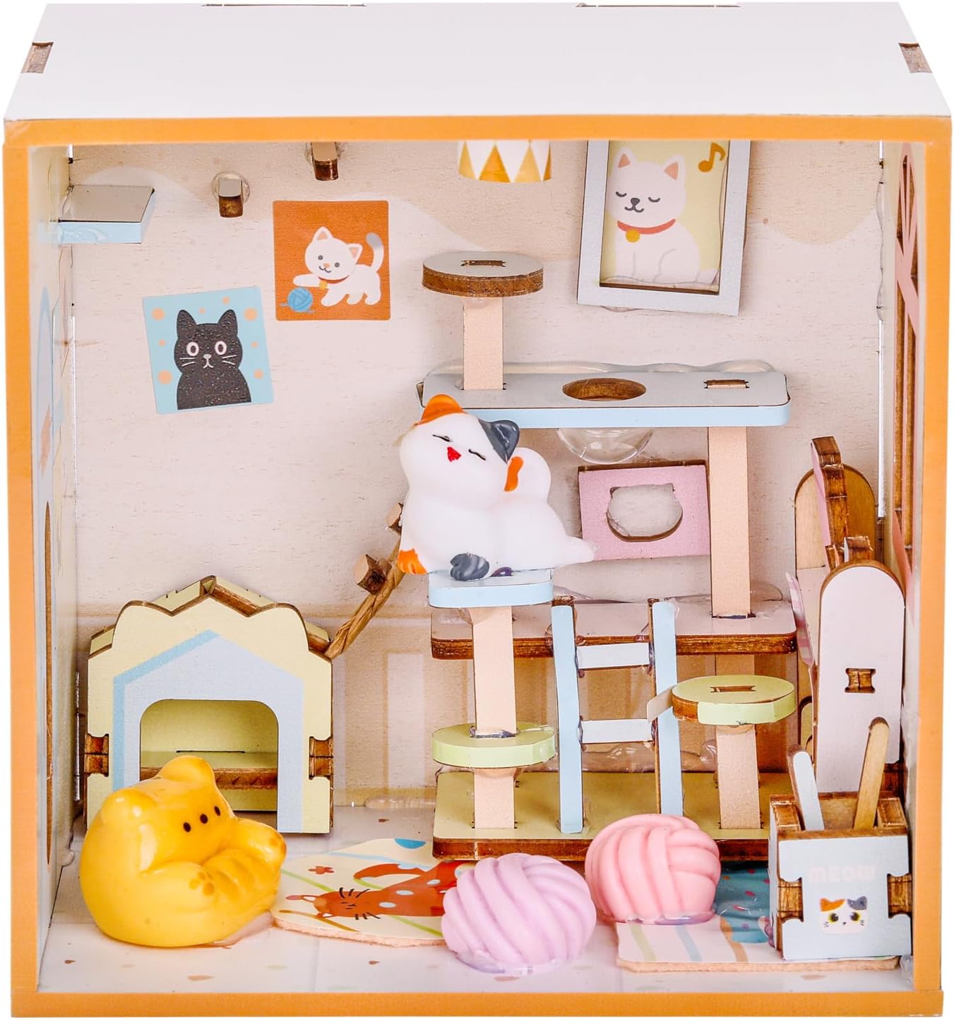 I-TOTAL ® - Mini House DIY 3D-bouwpakket, miniatuur huis om te bouwen (84 stuks), creatief Nook Book, Dreamrooms pastel, decoratie voor bureau en boekenkast, cadeau-idee (HappY Pet Time