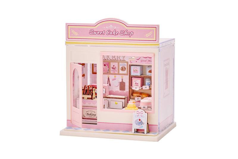 I-TOTAL® - Mini Shop DIY montageset - creatief 3D-model om te bouwen (90 stuks), decoratie voor huis en bureau, creatieve hobby (SWEET CAKE SHOP
