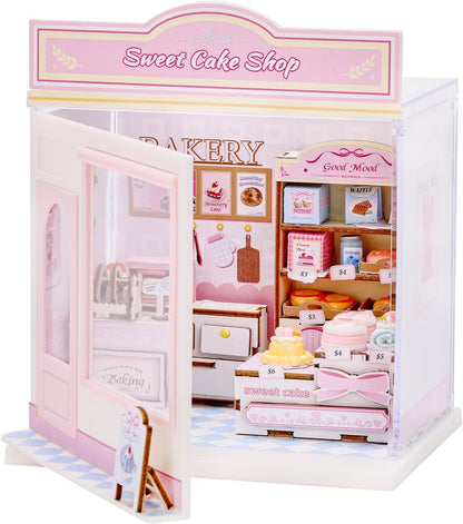 I-TOTAL® - Mini Shop DIY montageset - creatief 3D-model om te bouwen (90 stuks), decoratie voor huis en bureau, creatieve hobby (SWEET CAKE SHOP