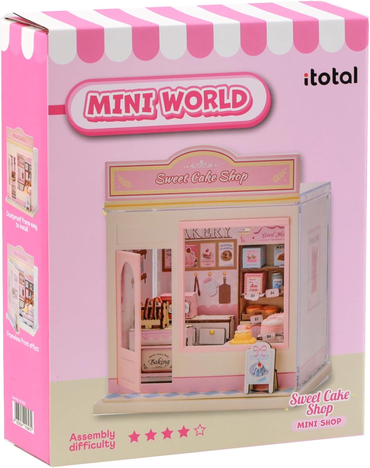 I-TOTAL® - Mini Shop DIY montageset - creatief 3D-model om te bouwen (90 stuks), decoratie voor huis en bureau, creatieve hobby (SWEET CAKE SHOP