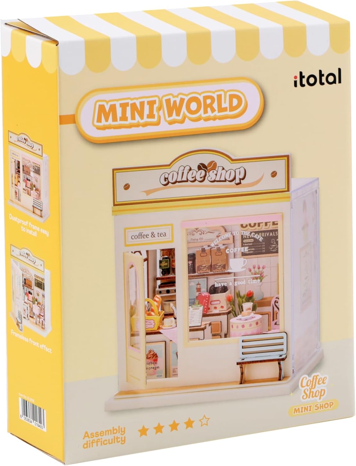 I-TOTAL® - Mini Shop DIY montageset - creatief 3D-model om te bouwen (88 stuks), decoratie voor huis en bureau, creatieve hobby (koffieshop