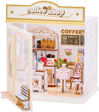 I-TOTAL® - Mini Shop DIY montageset - creatief 3D-model om te bouwen (88 stuks), decoratie voor huis en bureau, creatieve hobby (koffieshop