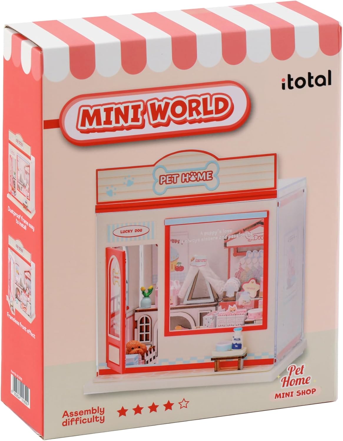 I-TOTAL® - Mini Shop DIY montageset – creatieve 3D-modelbouwsets om te bouwen (88 delen), decoratie voor huis en bureau, creatieve hobby (PET HOME