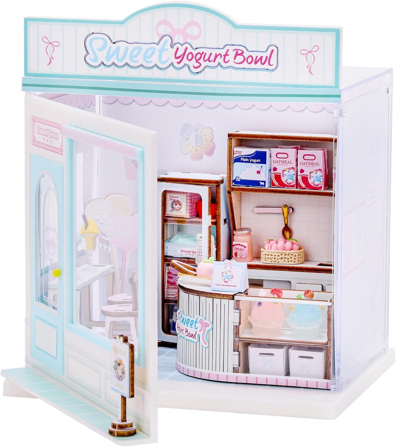 I-TOTAL® - Mini Shop DIY montageset – creatieve 3D-modelbouwsets om te bouwen (107 delen), decoratie voor huis en bureau, creatieve hobby (Sweet YOGURT BOWL