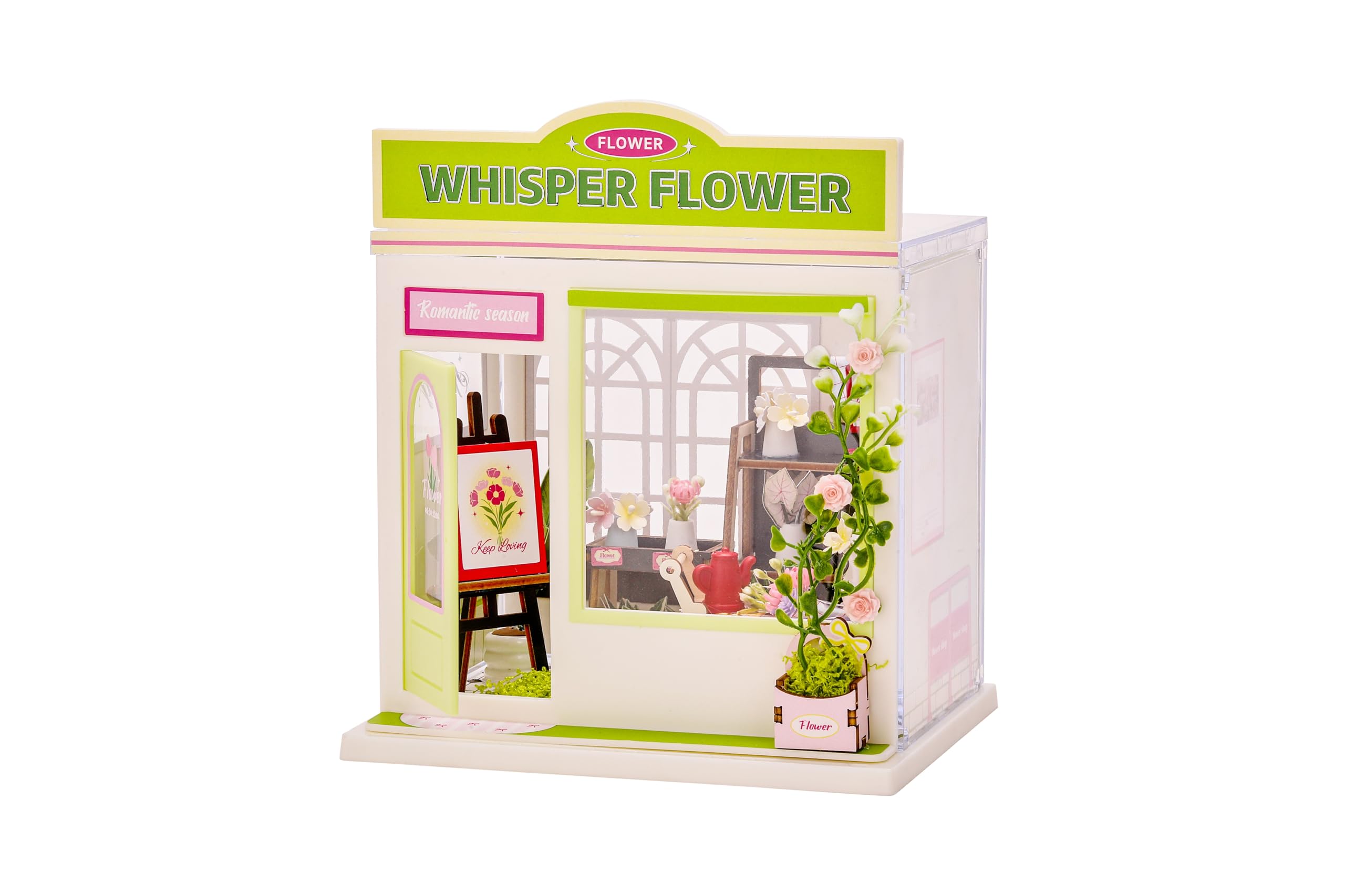 I-TOTAL® - Mini Shop DIY montageset - creatieve 3D-modelbouwsets om te bouwen (124 delen), decoratie voor huis en bureau, creatieve hobby (WHISPER FLOWER