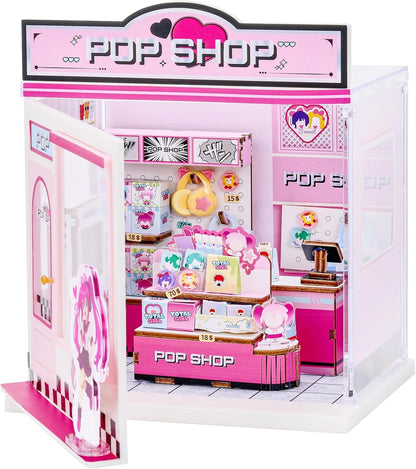 I-TOTAL® - Mini Shop DIY montageset - creatief 3D-model om te bouwen (100 stuks), decoratie voor huis en bureau, creatieve hobby (POP SHOP