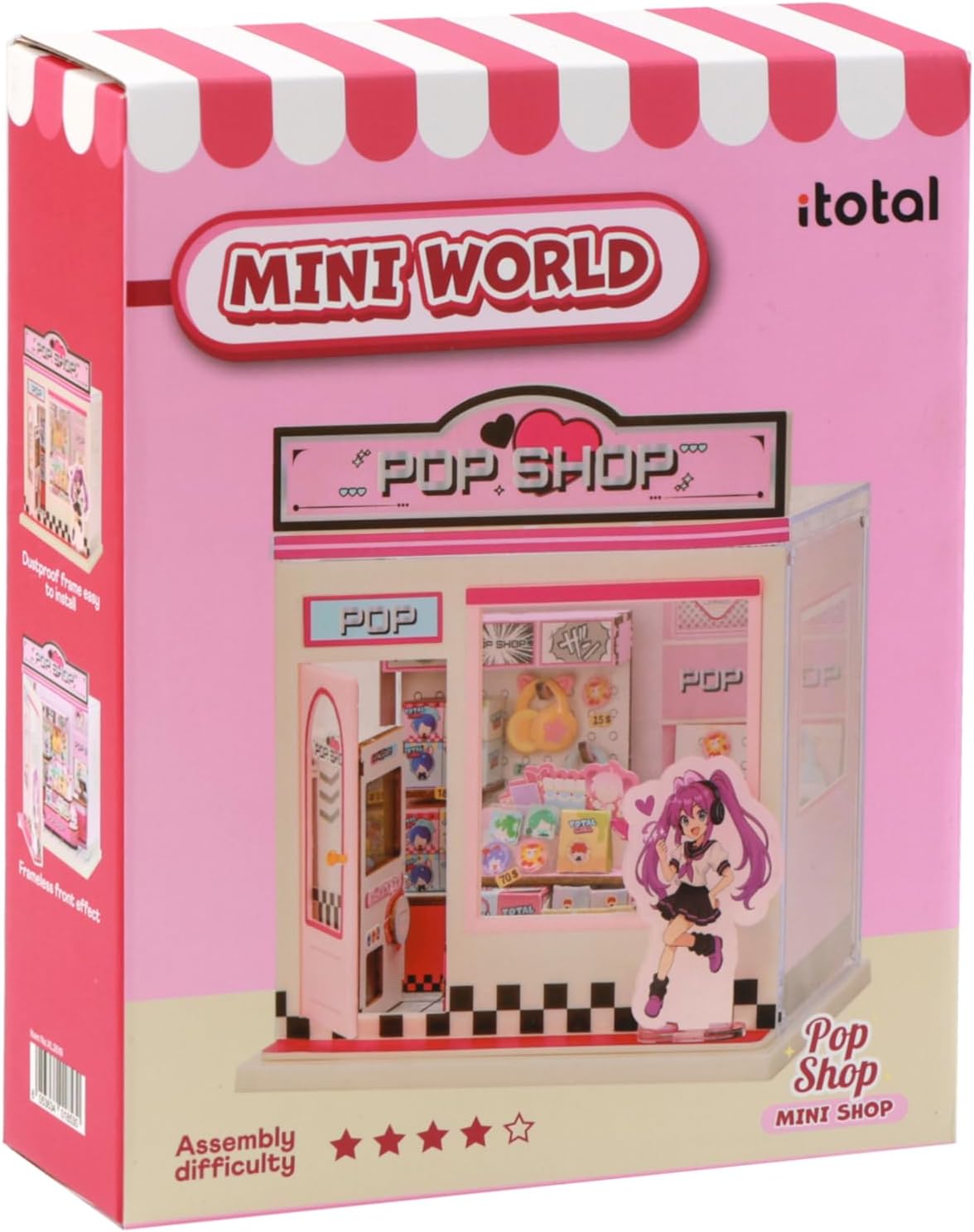 I-TOTAL® - Mini Shop DIY montageset - creatief 3D-model om te bouwen (100 stuks), decoratie voor huis en bureau, creatieve hobby (POP SHOP