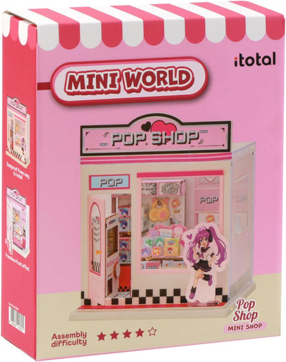 I-TOTAL® - Mini Shop DIY montageset - creatief 3D-model om te bouwen (100 stuks), decoratie voor huis en bureau, creatieve hobby (POP SHOP