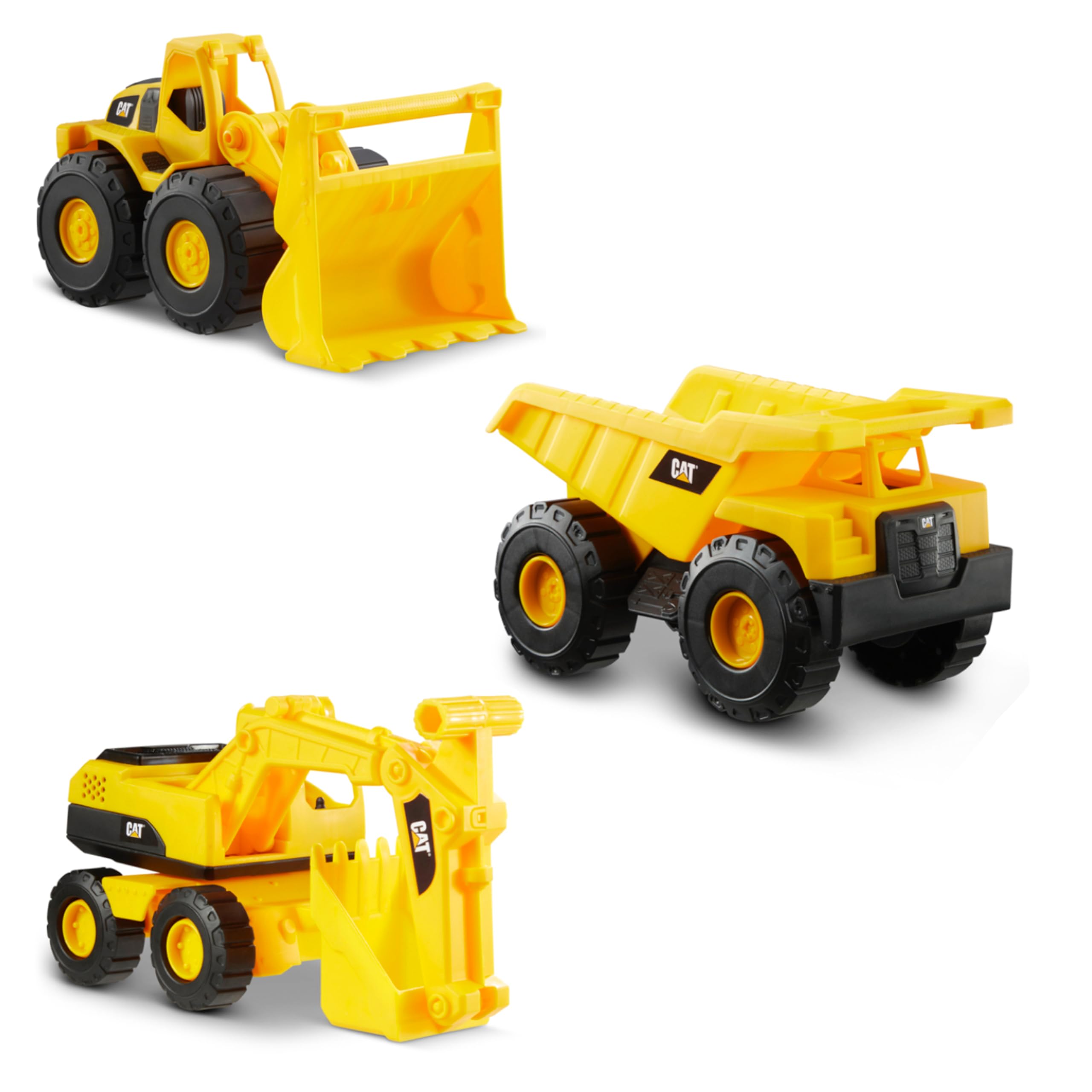 Caterpillar 82360 Bouwvoertuigen Mini Crew 3 Pack-Dump Truck, Wiellader & Graafmachine, Geel
