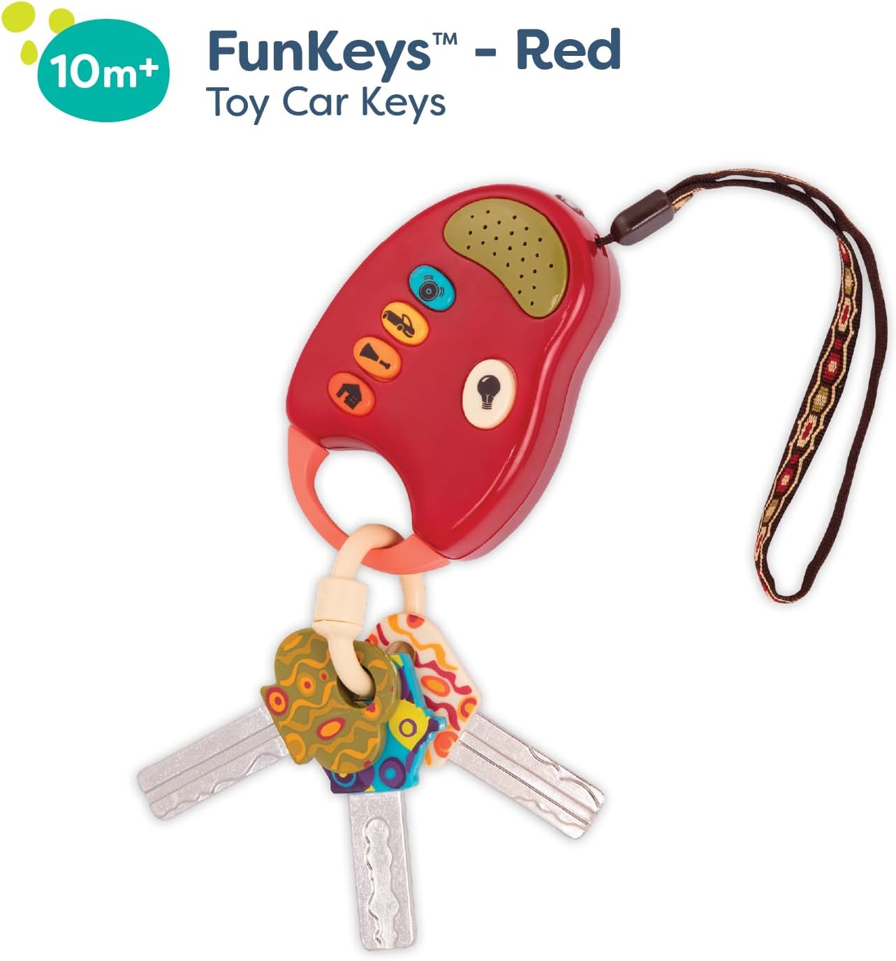 B. Toys – Funkeys – Kleurrijke Speelgoedsleutel Voor Kinderen En Baby'S Autosleutel Speelgoed Met Rood Licht En Geluiden 100% Vrij Van Schadelijke Stoffen