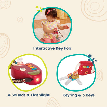 B. Toys – Funkeys – Kleurrijke Speelgoedsleutel Voor Kinderen En Baby'S Autosleutel Speelgoed Met Rood Licht En Geluiden 100% Vrij Van Schadelijke Stoffen