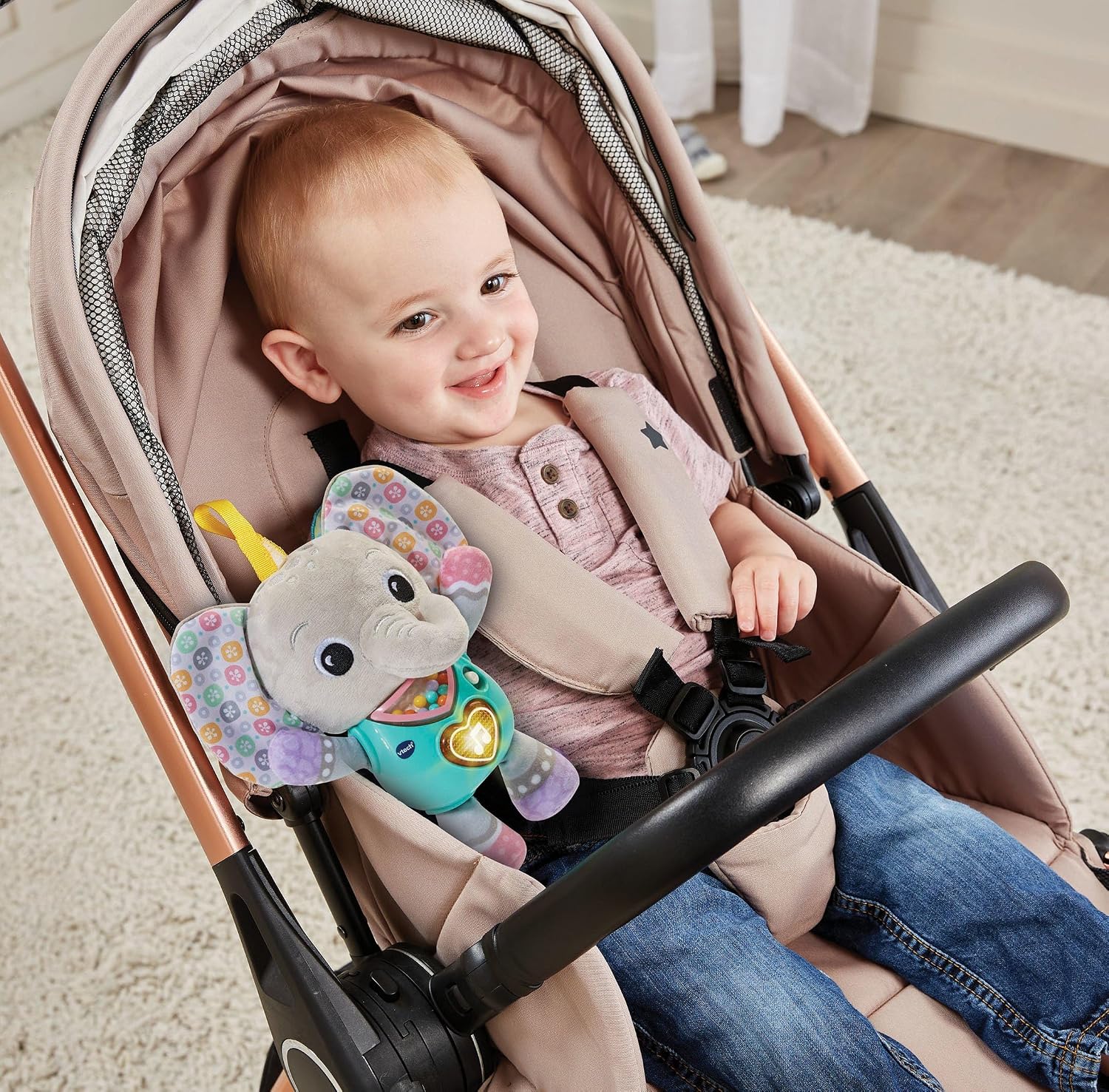 VTech knuffel olifantje - interactief speelgoed grijs multicolor
