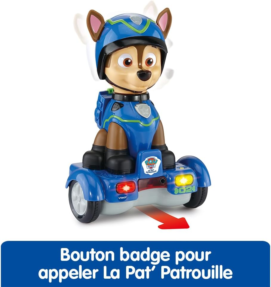 VTech - Paw Patrol, Chase Mission Hoverboard, interactieve hond, Paw Patrol, geanimeerd figuur 26 cm, elektronisch speelgoed, geluiden en verlichting, cadeau voor kinderen van 2 jaar tot 6 jaar