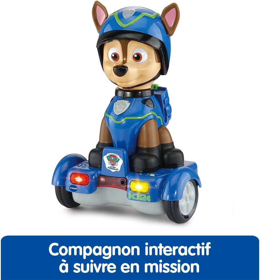 VTech - Paw Patrol, Chase Mission Hoverboard, interactieve hond, Paw Patrol, geanimeerd figuur 26 cm, elektronisch speelgoed, geluiden en verlichting, cadeau voor kinderen van 2 jaar tot 6 jaar