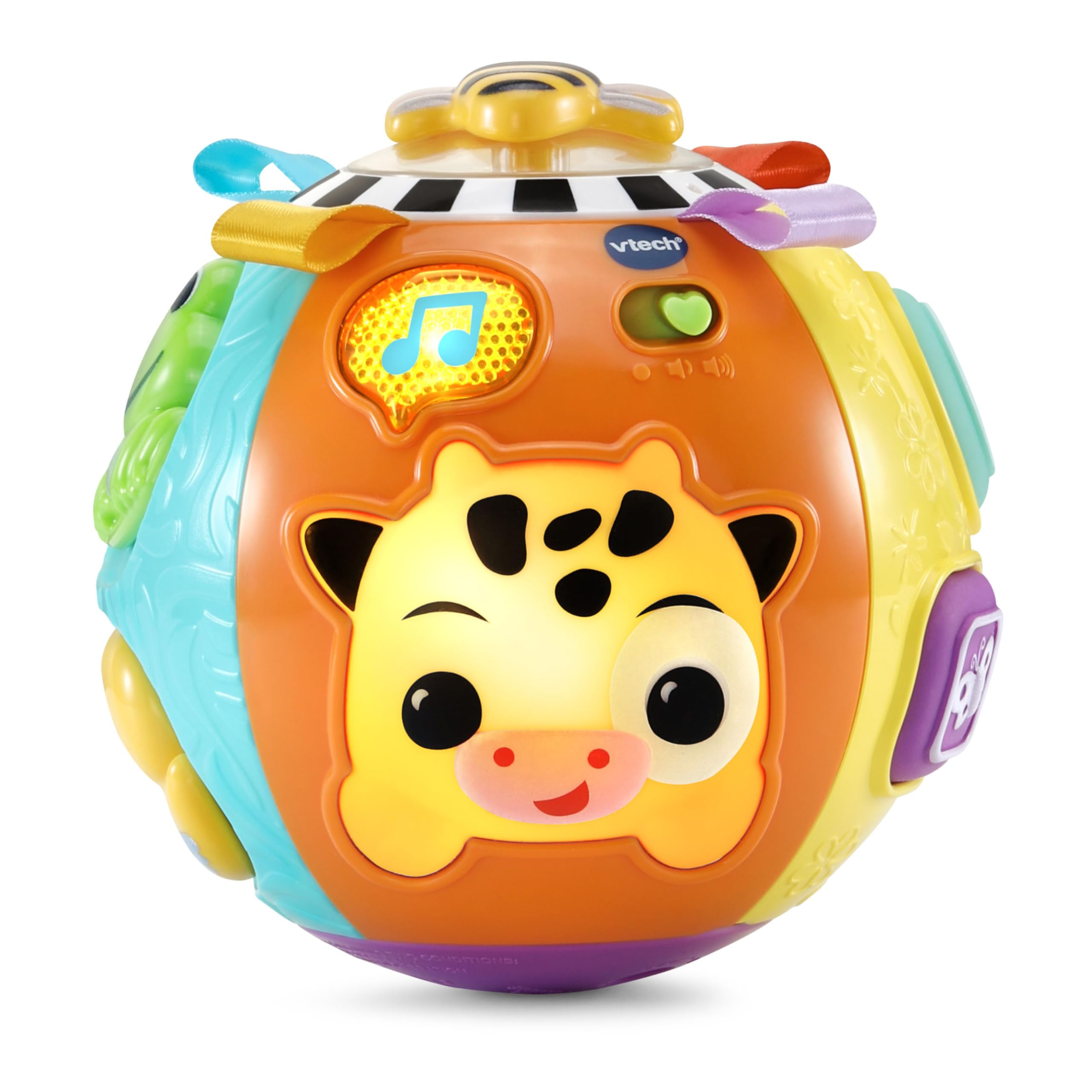 VTech - Lumi dierenbal, sensorische bal, interactief en muzikaal babybal, speelgoedkoe met lichteffecten, motoriek en kruipspel, cadeau voor baby's vanaf 6 maanden - inhoud in het Frans