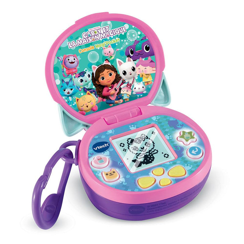 VTech - Gabby en het magische huis, Magi'Pocket console, draagbare mini-gameconsole met geanimeerd display, 10 wijzerplaten, 4 spellen, cadeau voor kinderen van 3 jaar tot 7 jaar - inhoud in het Frans