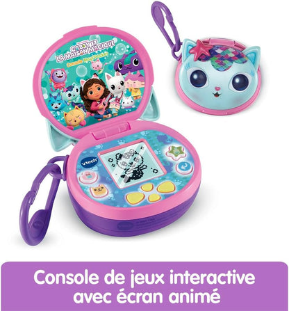 VTech - Gabby en het magische huis, Magi'Pocket console, draagbare mini-gameconsole met geanimeerd display, 10 wijzerplaten, 4 spellen, cadeau voor kinderen van 3 jaar tot 7 jaar - inhoud in het Frans