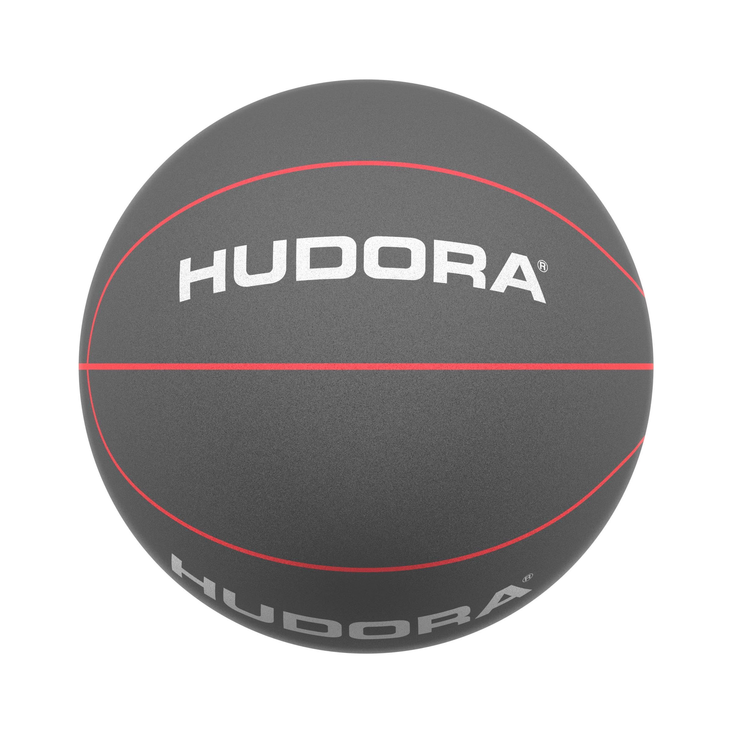 HUDORA Soft basketbal, maat 7, diameter 24 cm, ca. 340 g licht, grijze schuimrubberen basketbal, geruisloos voor binnen en buiten, kindvriendelijk, stil en gripvast, voor familie, tuin en speelplaats