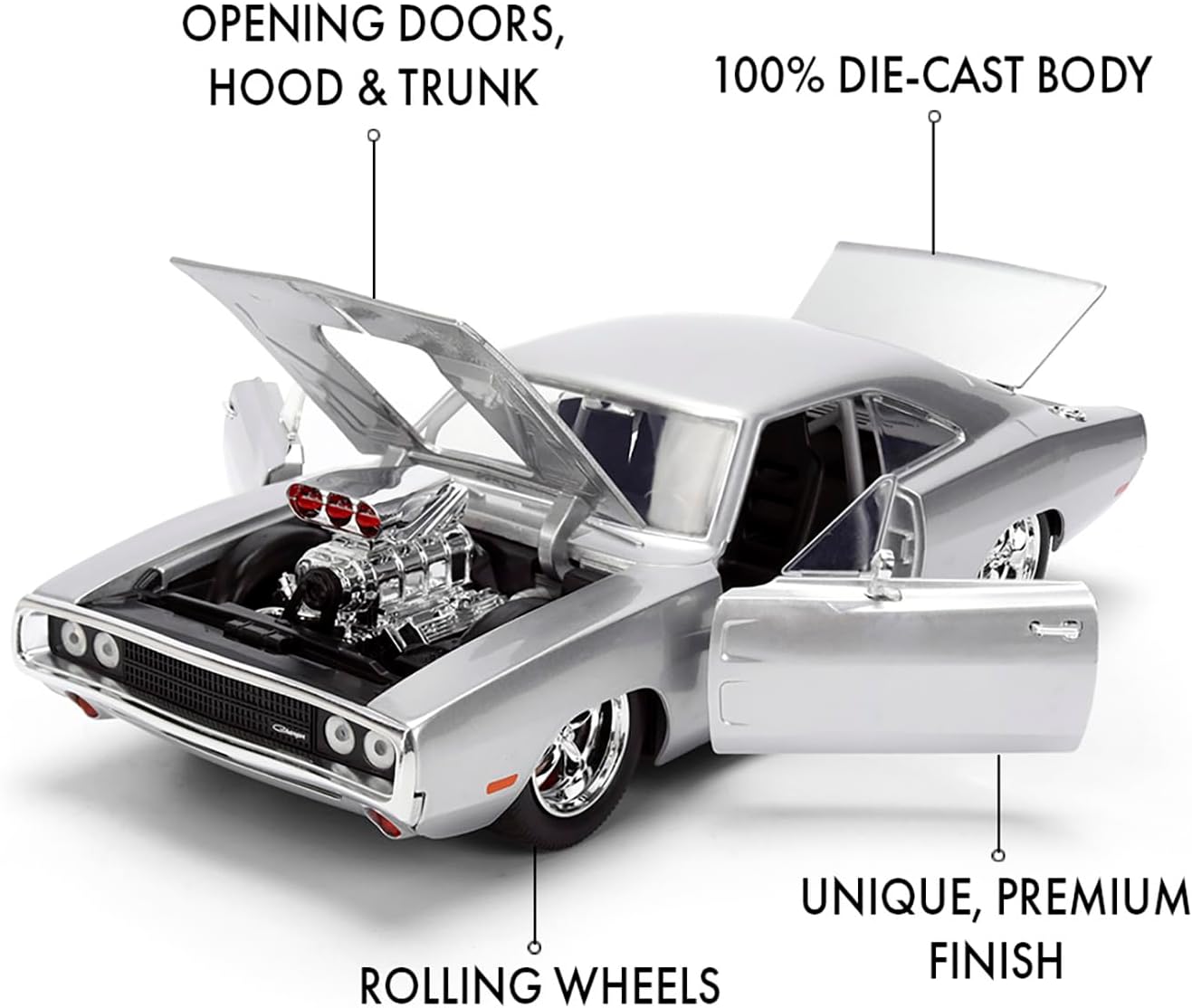 Jada Fast & Furious Anniversary DOM'S DODGE SILVER FINISH 1:24