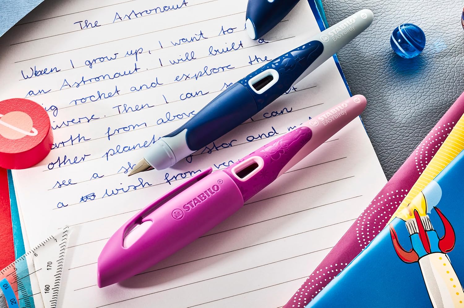 Ergonomische Vulpen – STABILO EASYbirdy – Rechtshandig - 3D DreamWorld Special Edition - Blauw
