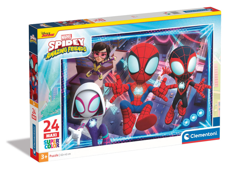 Clementoni Puzzel Spidey and His Amazing Friends 24 Maxi Stukjes - Supercolor Puzzel Voor Kinderen, Gemaakt In Italië 28527