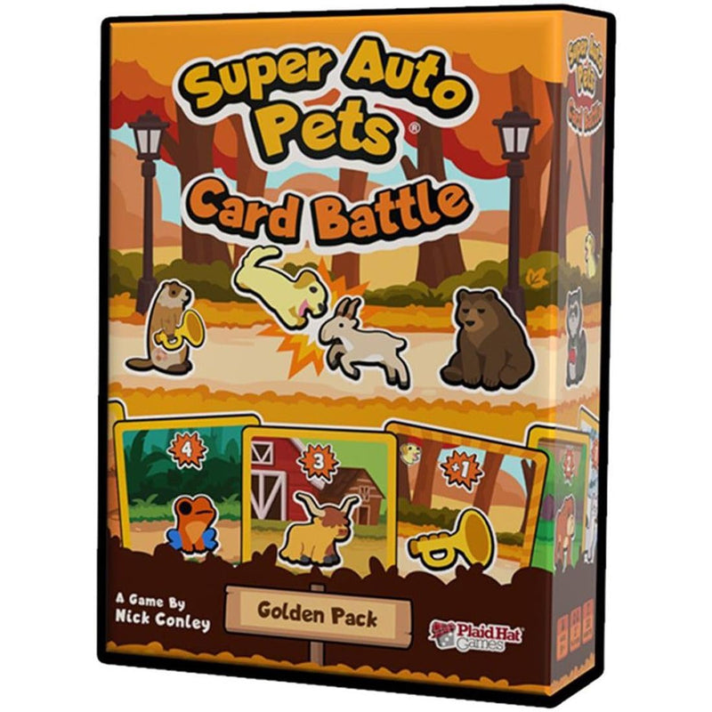 Super Auto Pets Card Battle Golden Pack by Plaid Hat Games | Ages 9+ | Standalone 2 Player Expansion Card Game | New Pets, Food & Trumpet Resource, Strategy Auto Battler, Mixable Tabletop Game