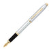 Cross Century II Refillable Click-Off Cap Metal Fountain Pen with 23 Carat Gold Plated Appointments, Medium Gold Nib, includes Premium Gift Box and 2 Black Cartridge Refills, 1 Pack, Medalist Chrome