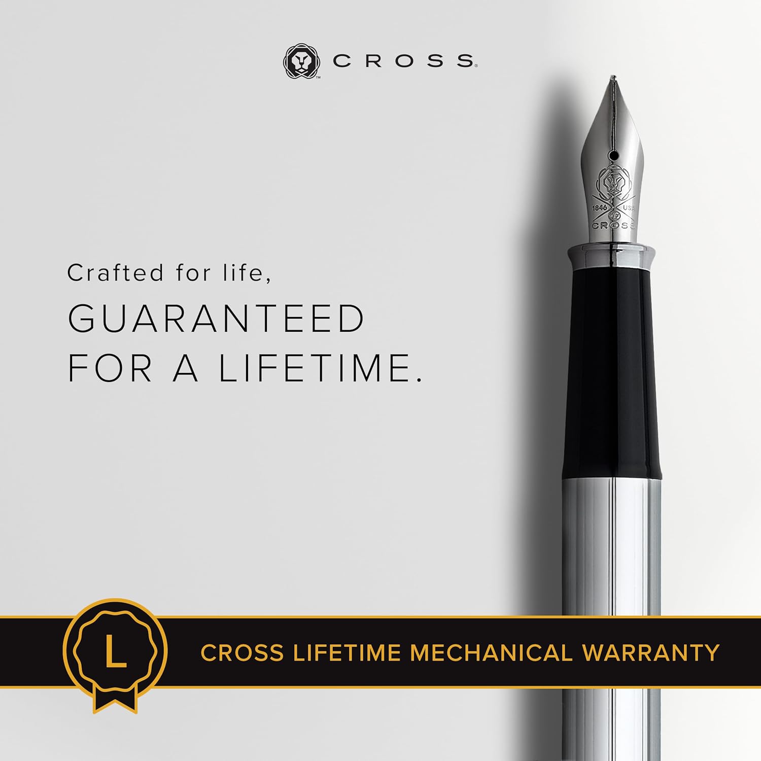CROSS Townsend Lustrous Chrome Fountain Pen with Stainless Steel Medium Nib incl. Luxury Gift Box – Refillable Cartridge Pen