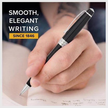 CROSS Bailey Black Lacquer Rollerball Pen with Chrome Apointments incl. Premium Gift Box / Refillable Gel Ink Rollerball Pen