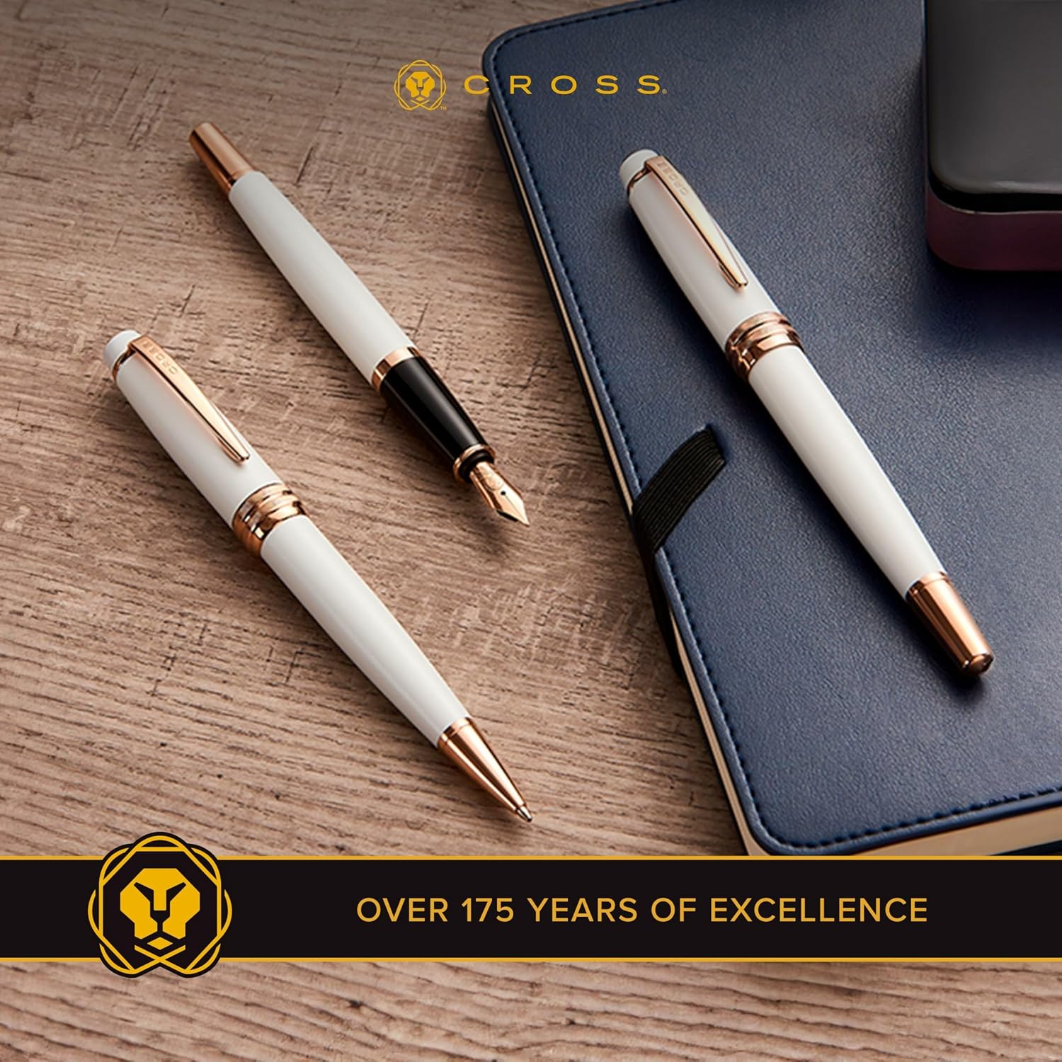CROSS Bailey Black Lacquer Rollerball Pen with Chrome Apointments incl. Premium Gift Box / Refillable Gel Ink Rollerball Pen