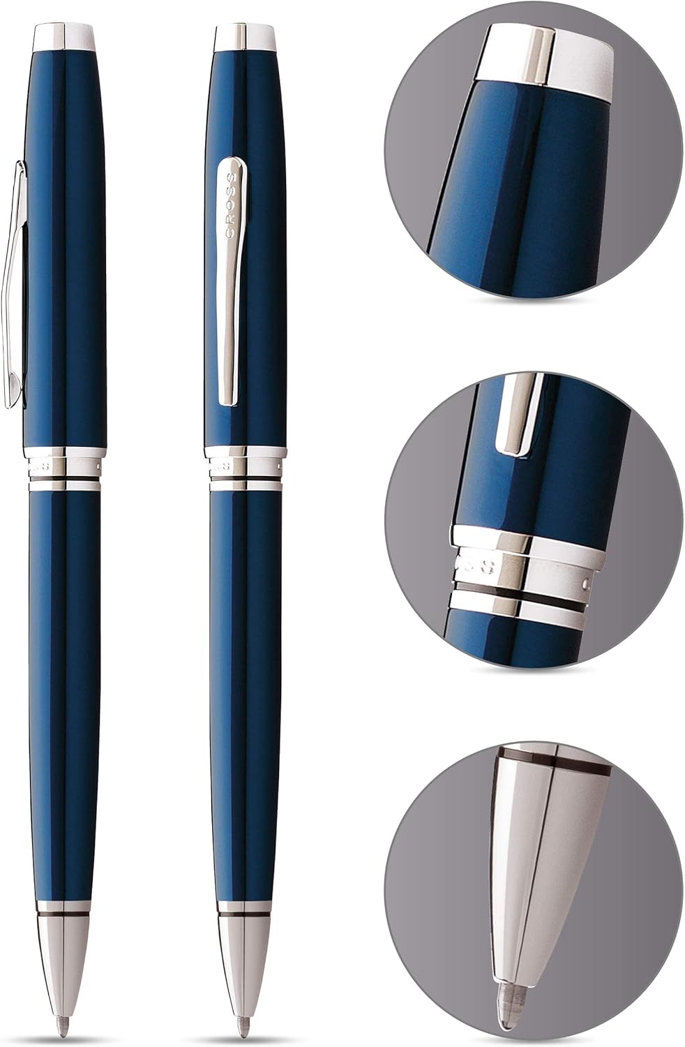 Cross Coventry Ballpoint Pen (Line Width M, Including Gift Packaging) Blue/Chrome, Pack of 1