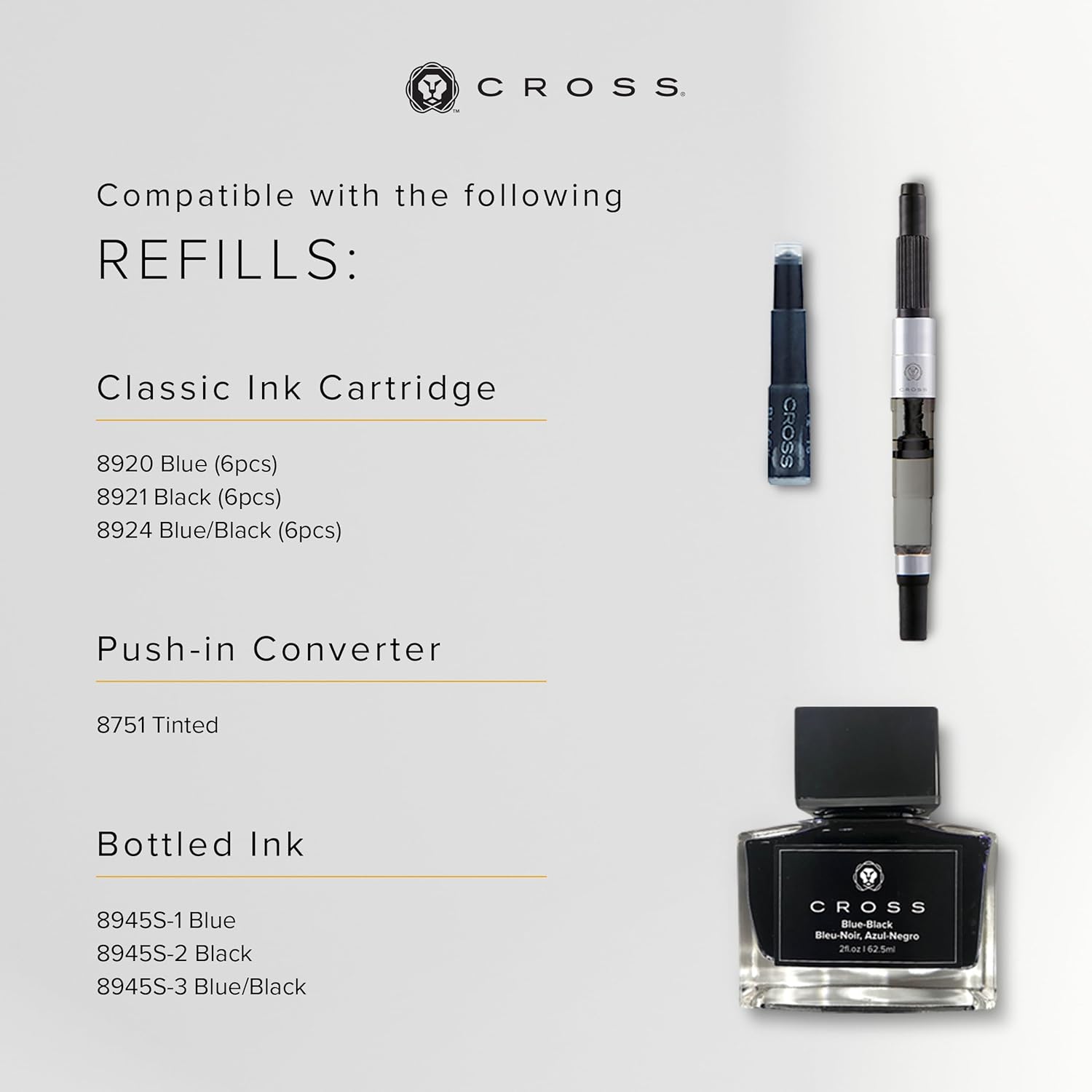 Cross Bailey Light Click-Off Cap Plastic Fountain Pen with Resin Finish, Medium Fountain, includes Premium Gift Box and Black Cartridge, 1 Pack, Polished Grey
