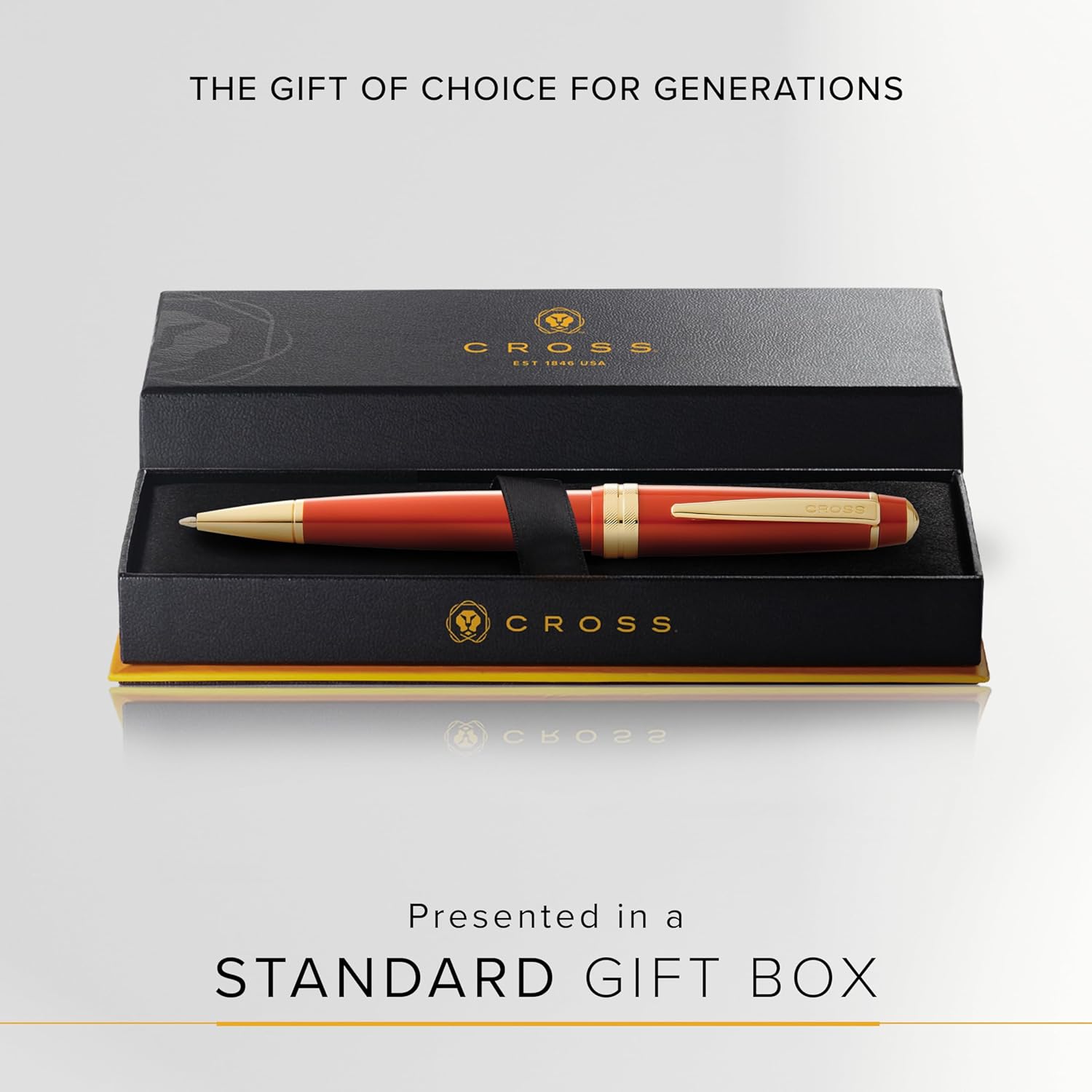 CROSS Bailey Light ballpoint pen (line width F, ink colour: black, includes gift box) amber with gold fittings