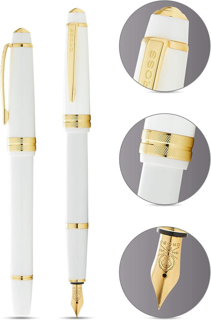 CROSS Bailey Light Polished White Resin and Gold Tone Fine Nib Fountain Pen