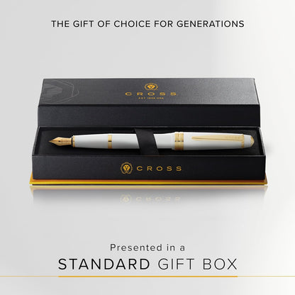 CROSS Bailey Light Polished White Resin and Gold Tone Fine Nib Fountain Pen