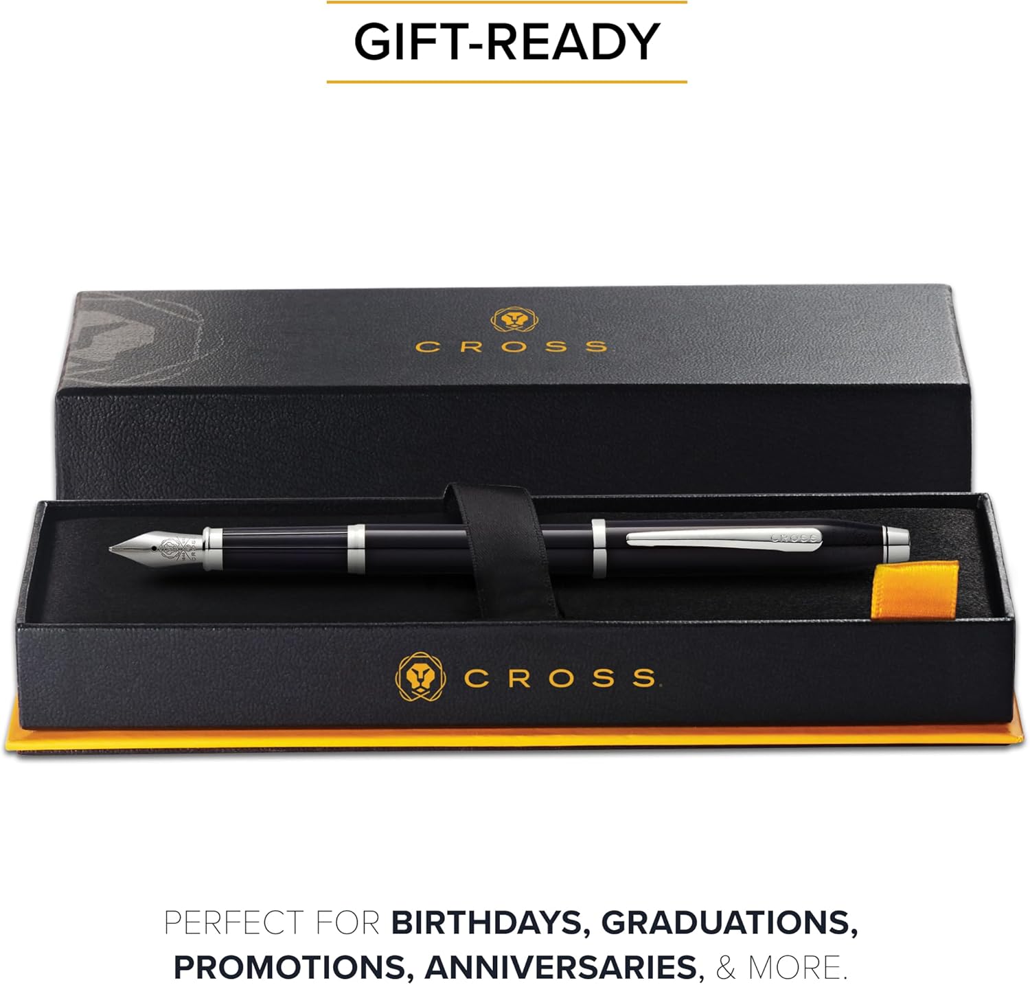 Cross Century Ii Black-Chrome Plated and Chrome Medium Nib Fountain Pen