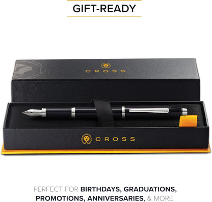 Cross Century Ii Black-Chrome Plated and Chrome Medium Nib Fountain Pen
